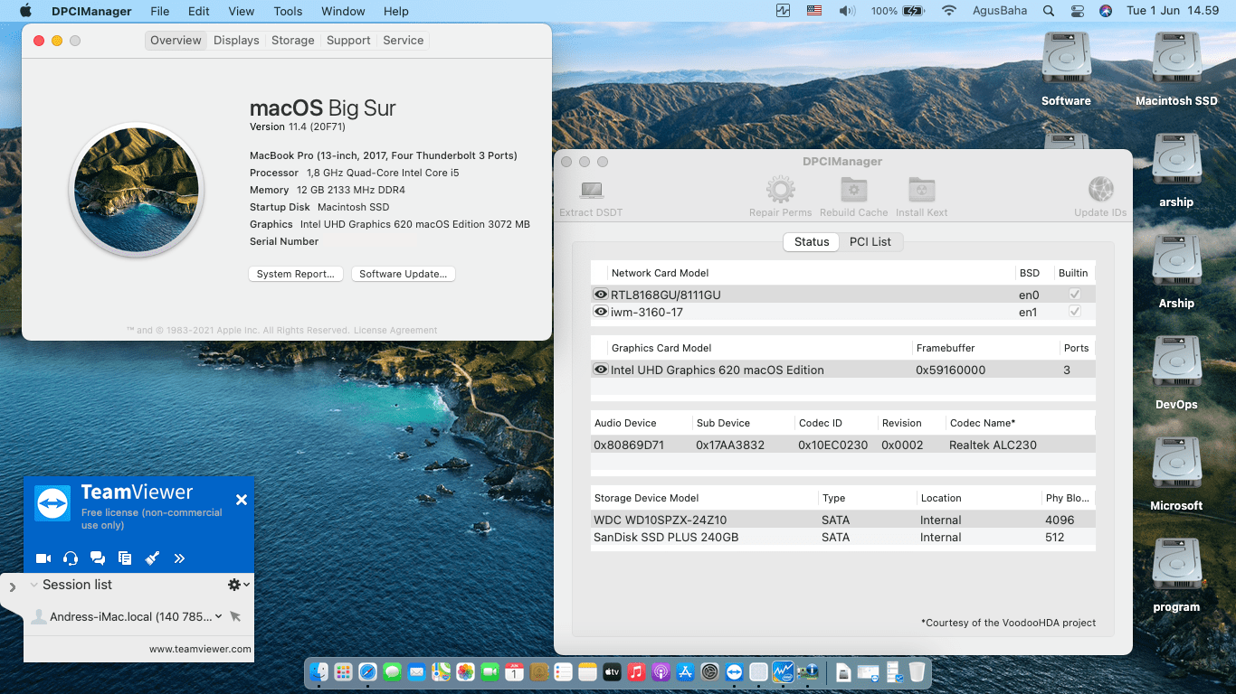 Success Hackintosh macOS Big Sur 11.4 Build 20F71 in Lenovo Ideapad 330-14IKB
